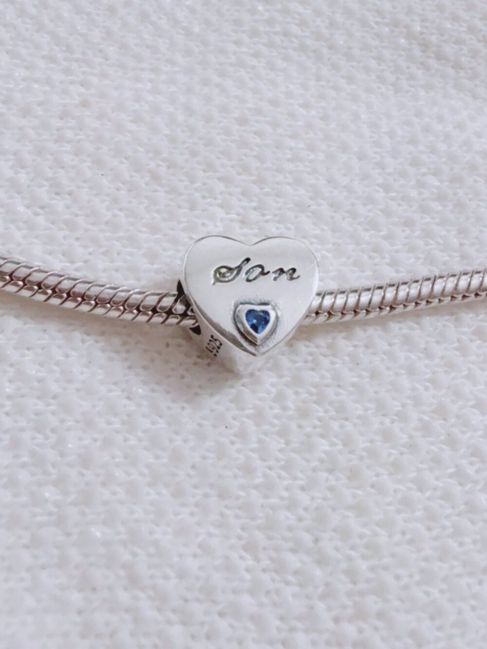Son Heart Charm Son With Blue Heart Charm Silver Charm For Pandora Bracelet
